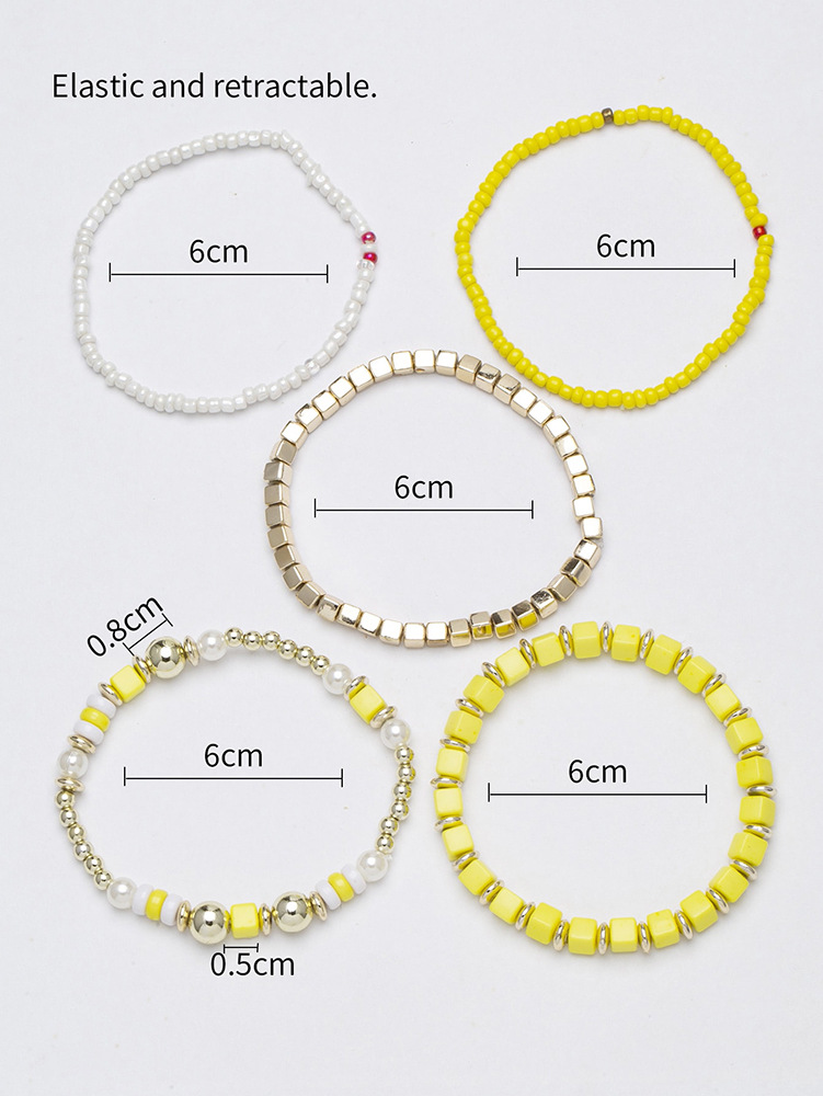 20g Weight Acrylic Pendant Material Bracelets Classification Alloy Chain Material 1 Set Quantity Holiday, Daily, Street Occasion Alloy Material Geometric Pattern Unisex Gender Beaded, Plating Design Retro Style Retro Geometric Alloy Beaded Bracelets Wholesale 19