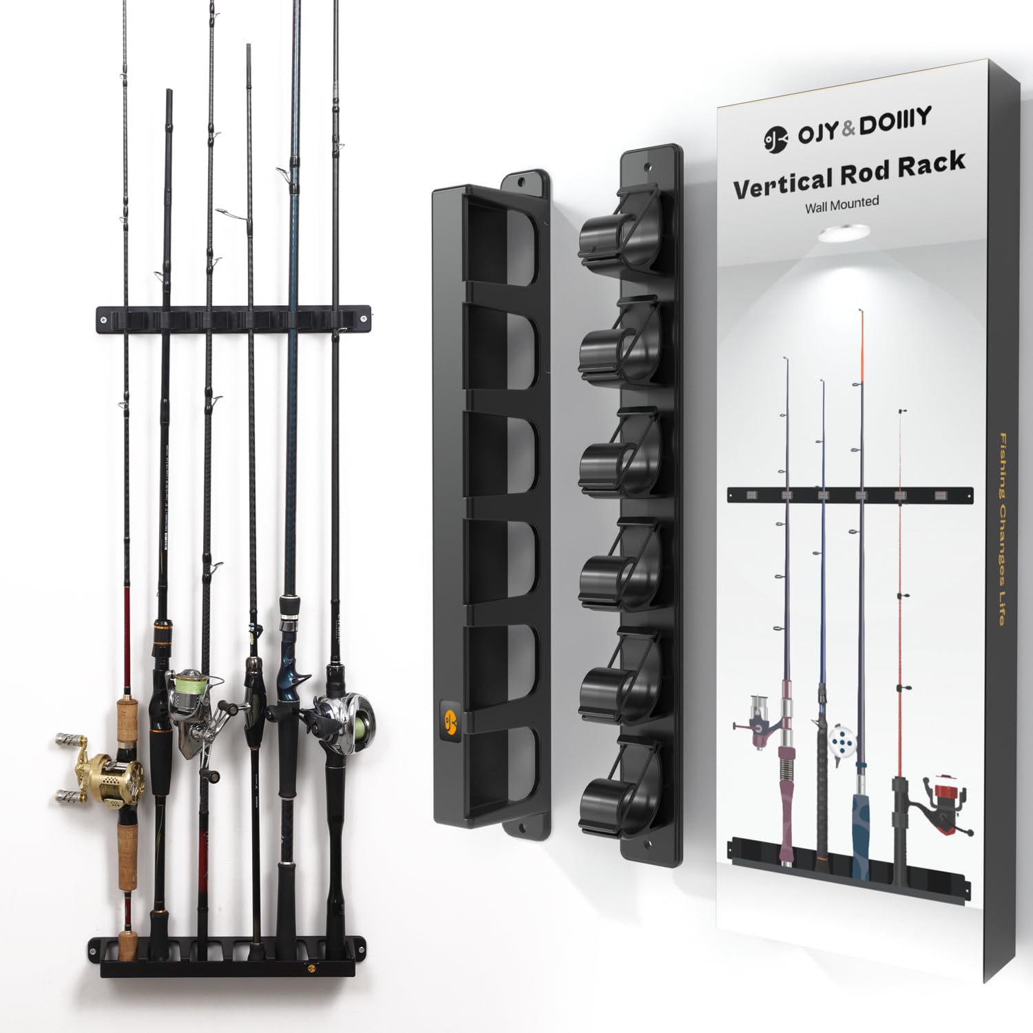 6-Slot New Model Vertical Fishing Rod Display and Storage Rack, Compatible with Lure Fishing Rods, Amazon Bestseller