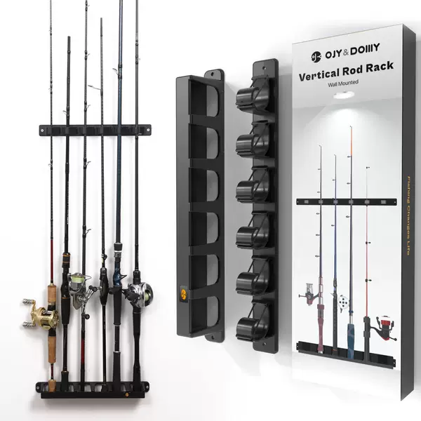 6-Slot New Model Vertical Fishing Rod Display and Storage Rack, Compatible with Lure Fishing Rods, Amazon Bestseller