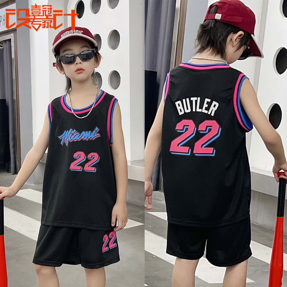 Children's Basketball Suit Heat City Edition No. 22 Butler 61 Children's Primary and Secondary School Performance Suit Women Wholesale