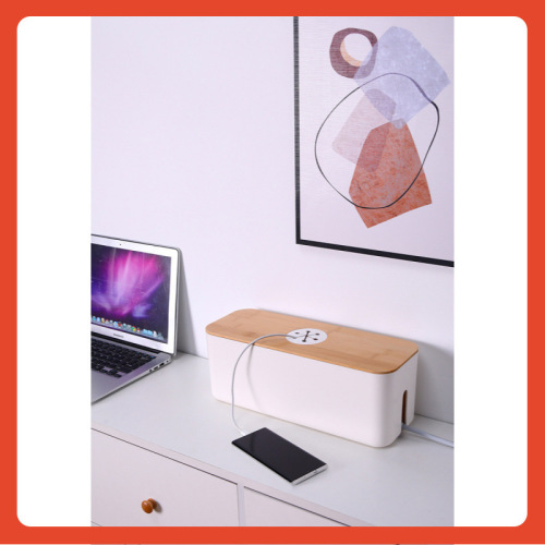 Check mark round hole wire storage box charger power cord hidden phone computer tablet plug strip cord organizer