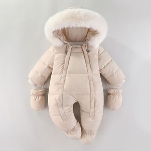 Baby clothes winter clothes newborn baby girl jumpsuit fleece-lined cotton-padded jacket for going out to hold clothes winter cotton-padded jacket