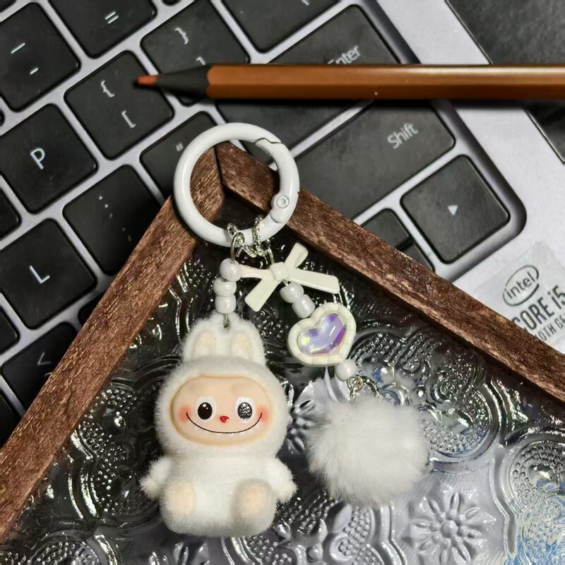 植绒迷你Labu拉布布无娃钥匙扣搪胶萌粒遛娃包包手机挂件可爱挂饰|undefined