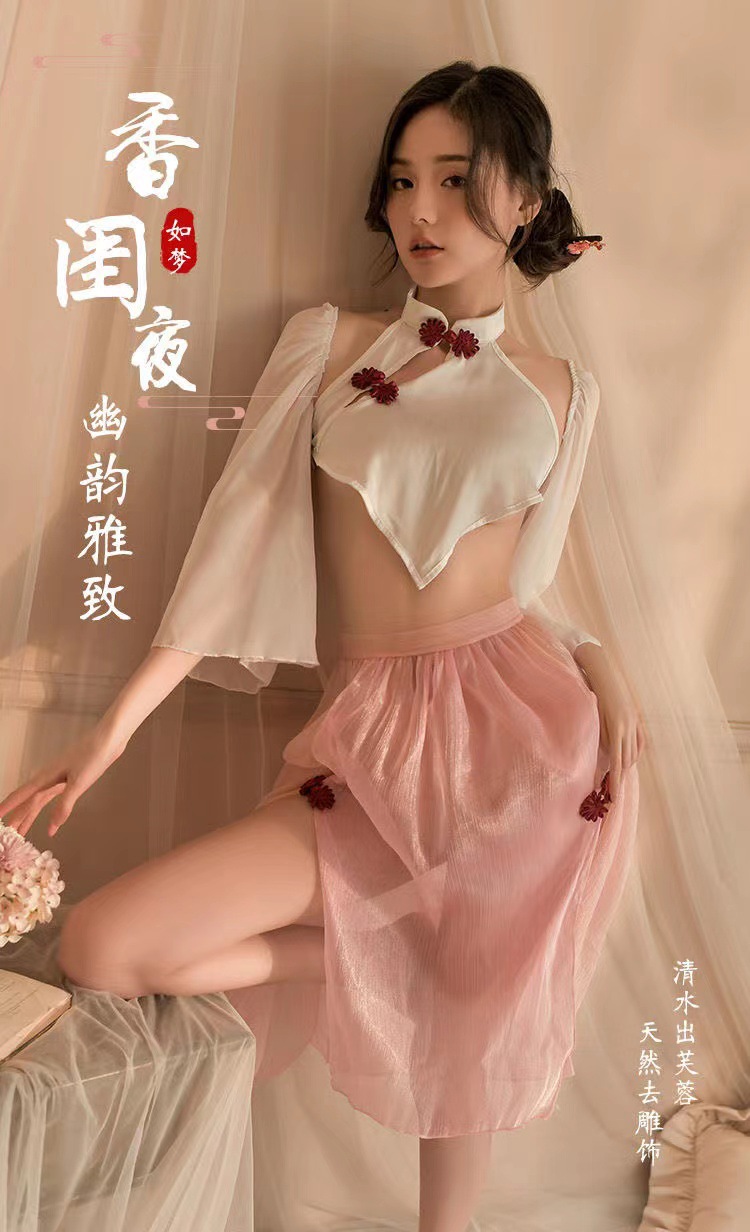 Hanfu-Style Bellyband Lingerie Set with Sleeves, Skirt and Briefs — detail image 2