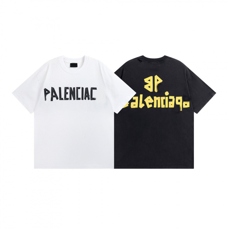 Correct version of foreign trade Paris tide brand B 25ss new tape printing couples short sleeve tide brand T-shirt summer men