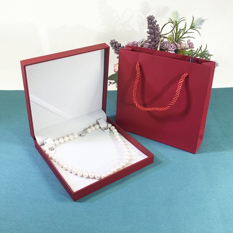 厂家直销直角直边充皮纸珍珠盒红色毛衣链盒批发首饰盒时尚饰品盒