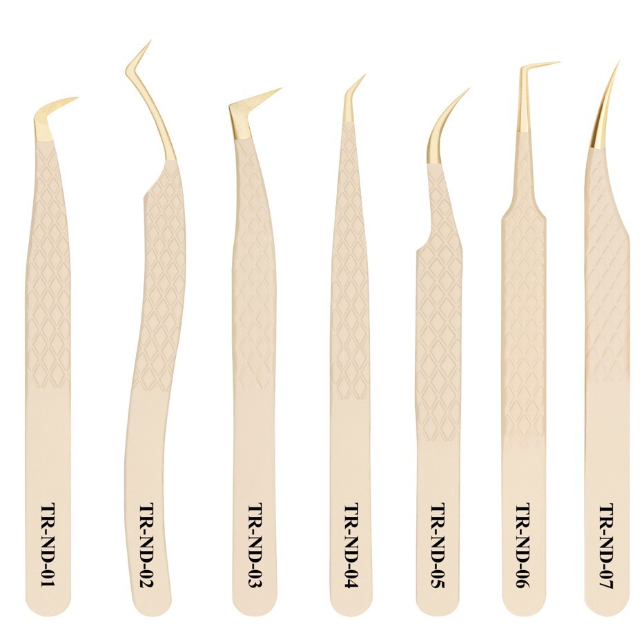 Grafting Eyelash Tweezers, Fiber-Tipped Tweezers for Eyelash Salons, Nude Skin Color Wholesale, High-Precision Eyelash Tweezers