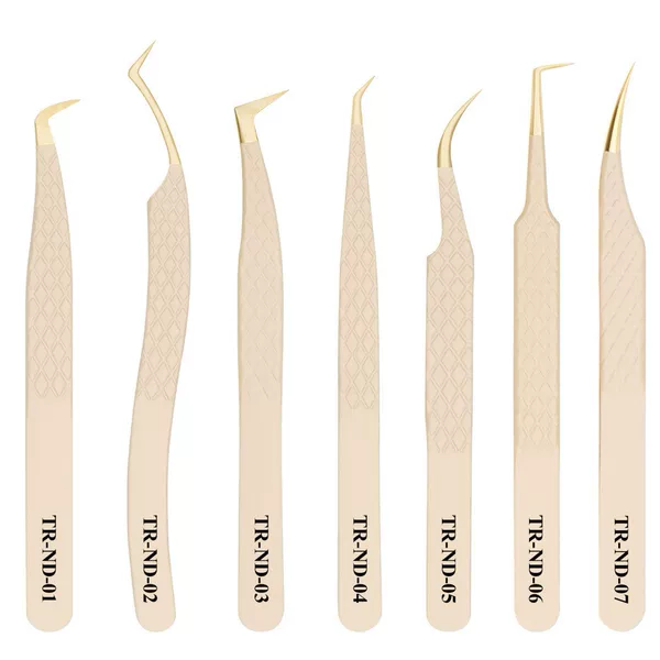 Grafting Eyelash Tweezers, Fiber-Tipped Tweezers for Eyelash Salons, Nude Skin Color Wholesale, High-Precision Eyelash Tweezers