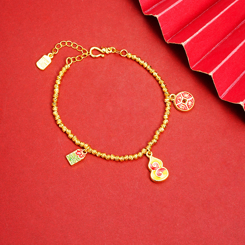 Nueva pulsera de oro antiguo Shafa calabaza de goteo de aceite nacional pulsera de bronce para mujeres lujosas joyerías retro no desvanecidas