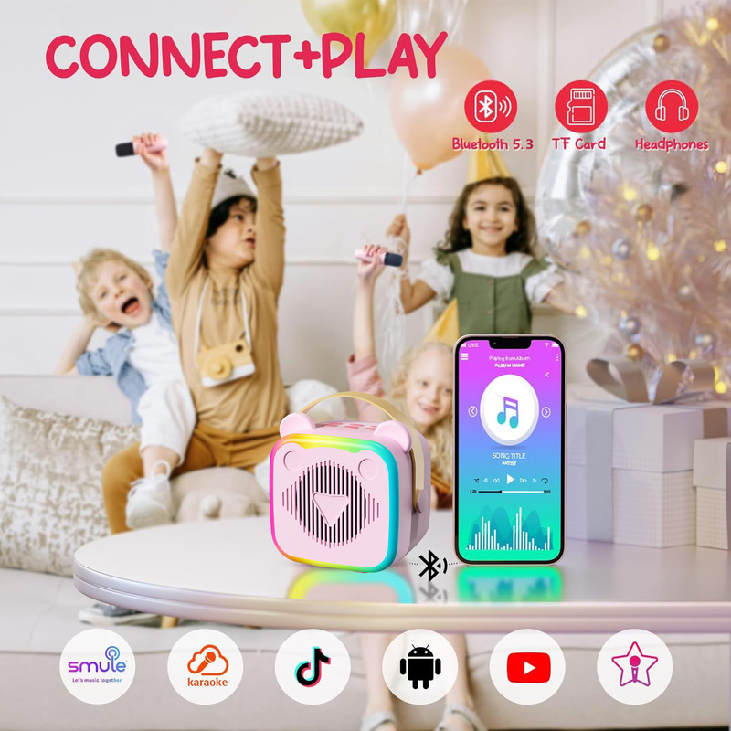 カラオケ Bluetooth スピーカー マイク 歌うオーディオ オールインワン マイク付き 誕生日プレゼント 女の子 こどもの日 ミニ|undefined