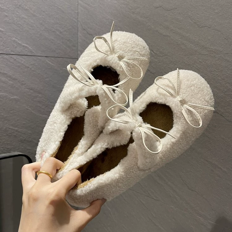 Однослойная обувь с бантом Мао, Женская Новинка 2022, осенне-зимняя женская обувь в Корейском стиле, популярная в Интернете обувь на плоской подошве, Модная хлопковая женская обувь
