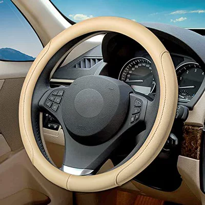 Breathable, Universal for All Seasons, Steering wheel cover - beige-38cm