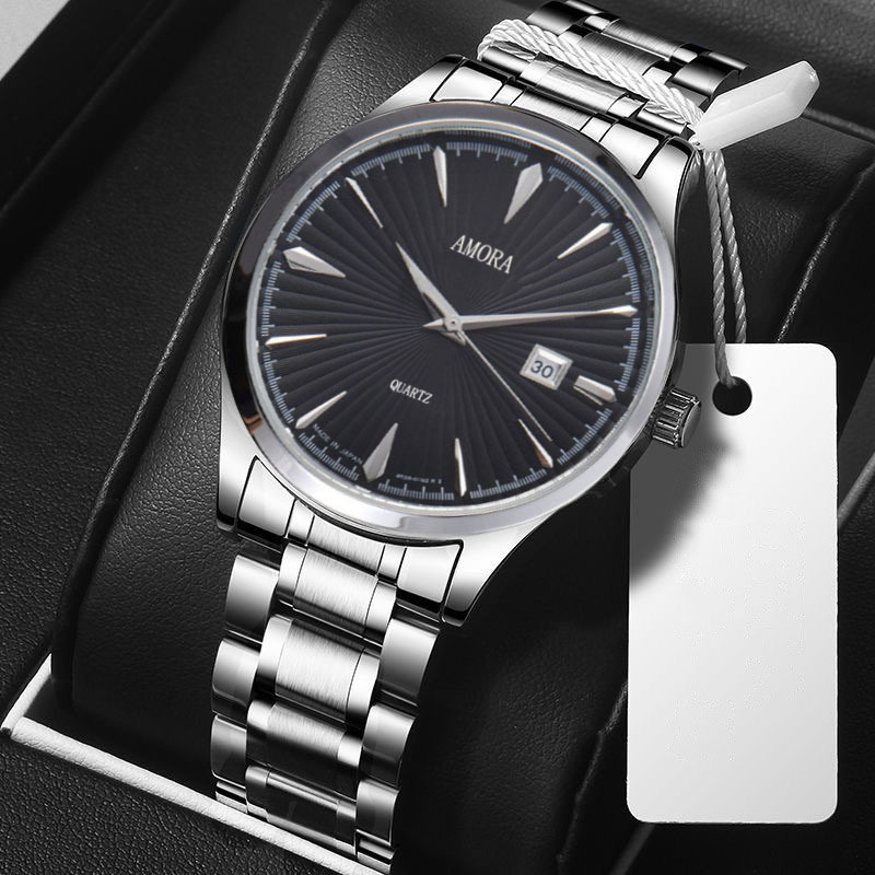 2025 New Men's Business Waterproof Watch Steel Strap Men's Quartz Casual Watch Cross-Border Ready Stock