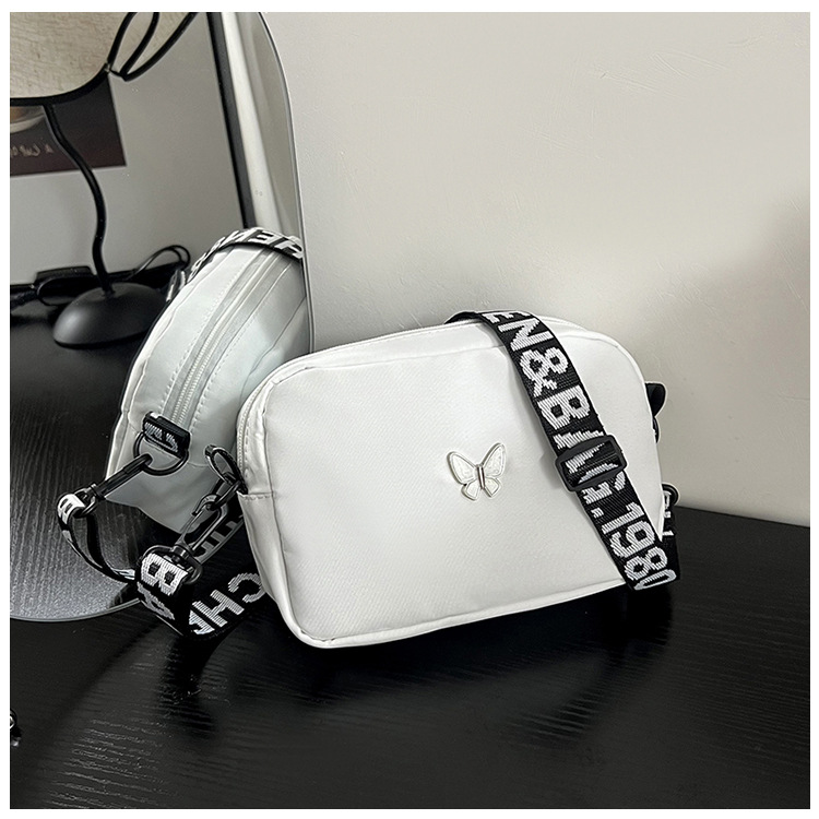 wholesale elegant butterfly simple small bag women's nylon cloth wide shoulder strap underarm bag casual shoulder solid color crossbody bag undefined