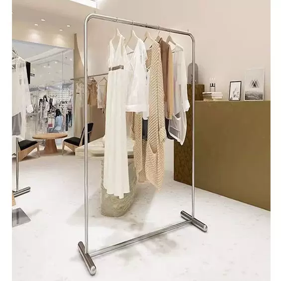 不锈钢中岛架服装店展示架挂衣服架子展示挂衣架落地式女装展示架
