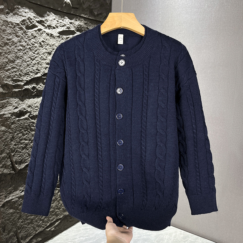Herren-Zweiteiler-Strickpullover im Vintage-Stil mit Zopfmuster, hochwertiger Cardigan, altmodischer Herbst-Winter-Pullover_voghion.com