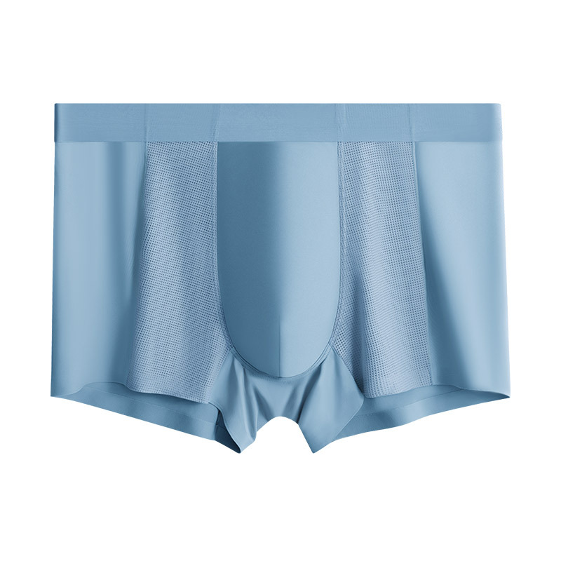 Ropa interior para hombres, malla de seda de hielo, pantalones cortos de cuatro esquinas transpirables, cabeza, estilo fino de verano, ropa interior bóxer de gran tamaño sin costuras para hombres