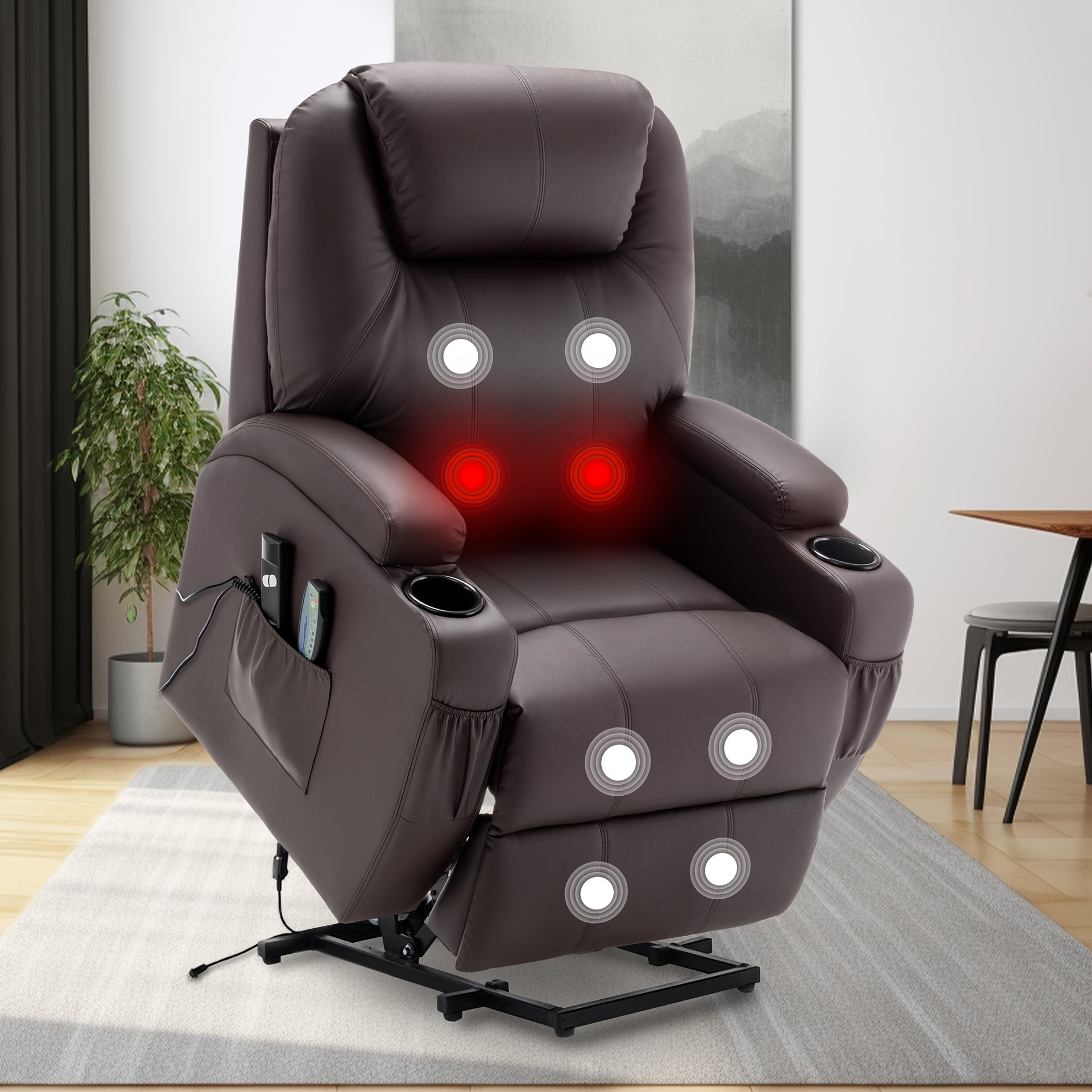 Black Power Lift Recliner Chair con Massage Heat Function
