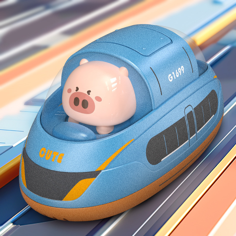 Nuevos productos transfronterizos de tren de alta velocidad de doble retroceso Baby Cognitive Toy Car Animal Toy Toy