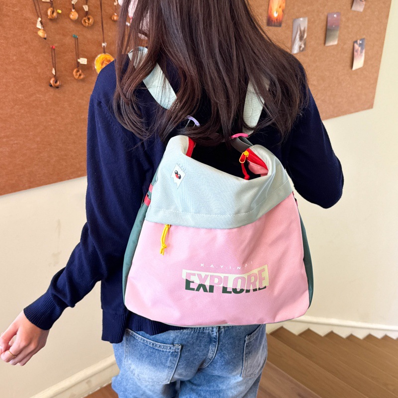 Mochila de lona multifuncional de gran capacidad para niños y niñas, nueva mochila coreana para niños con colores contrastantes