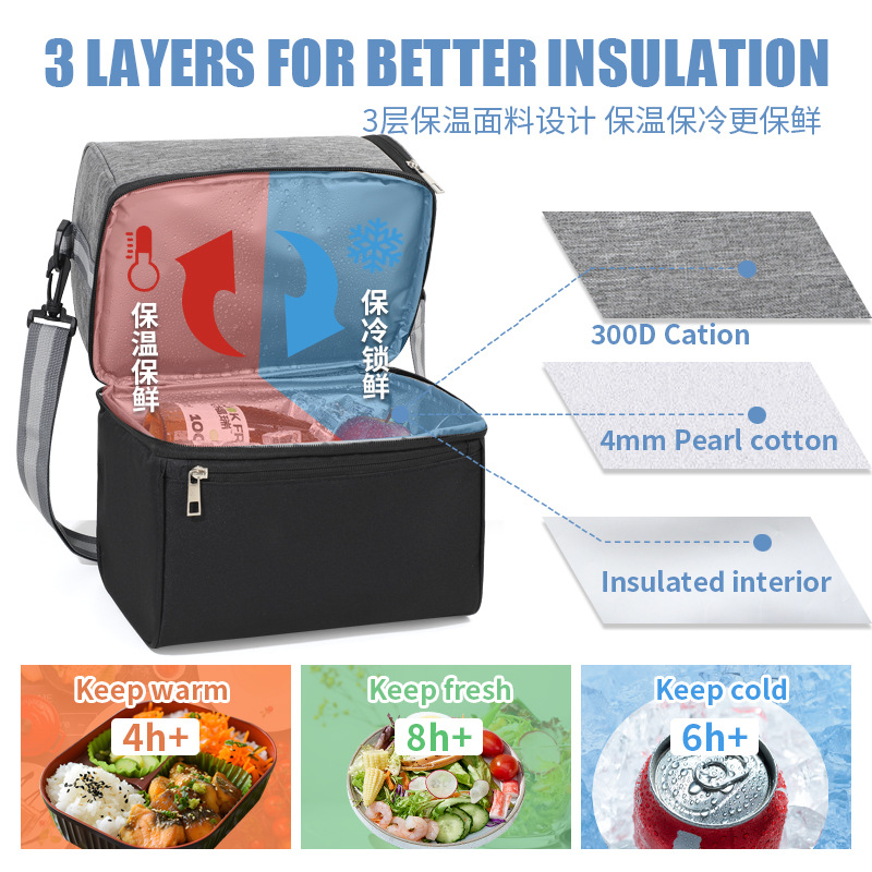Nueva bolsa de aislamiento de color portátil de doble capa bolsa de almuerzo para llevar al trabajo bolsa de almuerzo bolsa de hielo bolsa de picnic