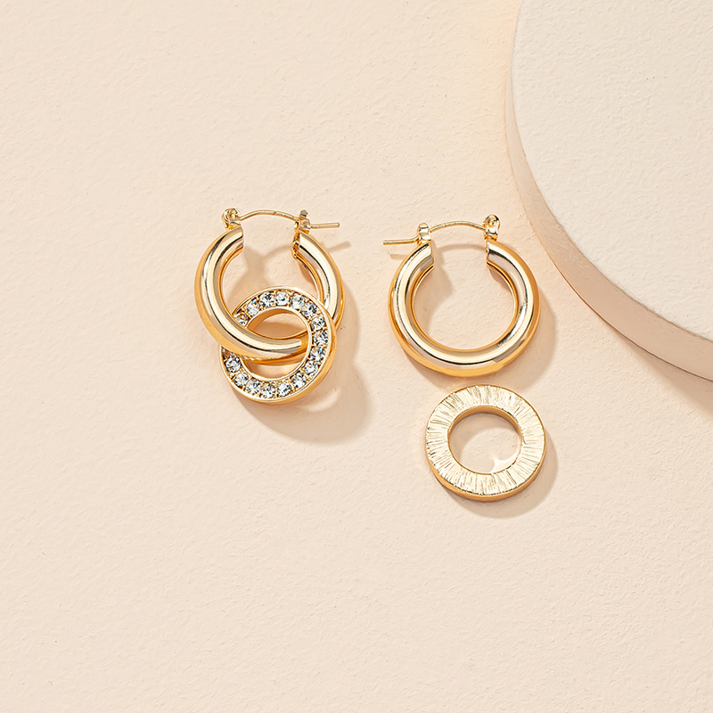 New Diamond-studded Geometric Irregular Circle Earrings display picture 4