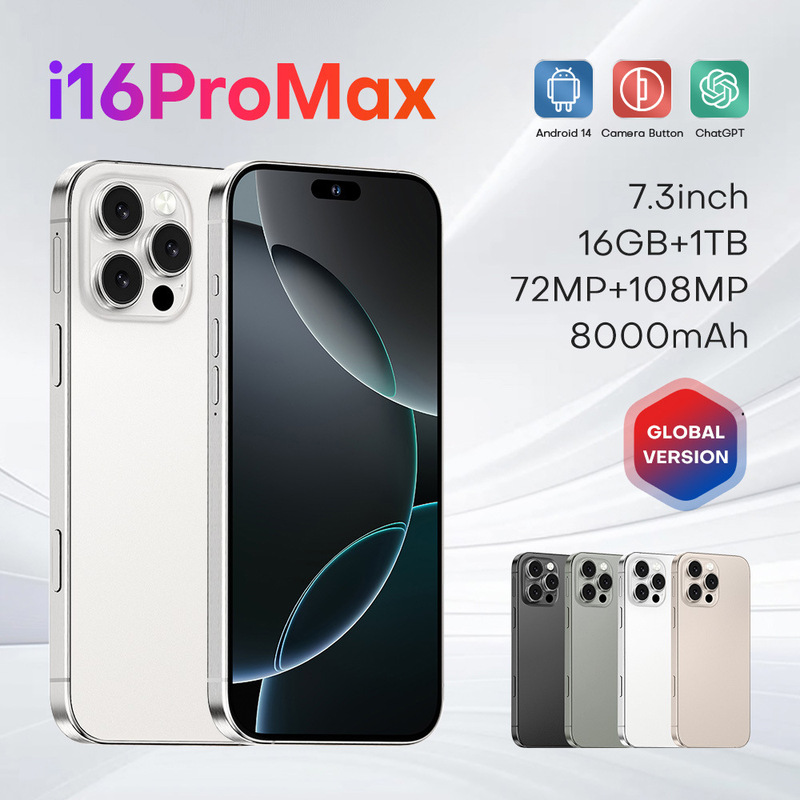 New I16 Pro Max4+64G Cross-Border Mobile Phone Camera Key 6.73inch Android 10 Global Version Universal Rubber Sleeve