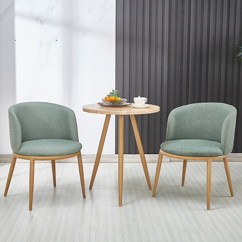Nordic Minimalist Wooden Table for Small Apartments, Metal and Natural Wood Small Round Table, Faux Wood Side Table, Tea Table, Meeting Small Round Table, Table and Chairs