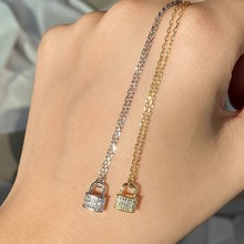 新款爱情小锁项链带钻迷你吊坠简约小众项链锁扣锁骨链直播批发