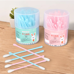 Disposable double-headed cotton swab ear-pulling makeup sanitary cotton swab cleaning ear-digging spoon household color cotton swab wholesale