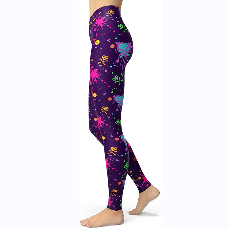 Abbigliamento da donna multicolore stampato slim fit fianchi sollevamento snellente grandi dimensioni corsa yoga fitness leggings_voghion.com