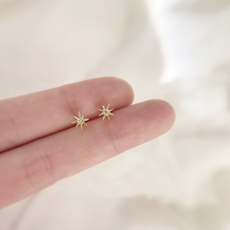 Pendientes de botón con circonita y perla para mujer_voghion.com