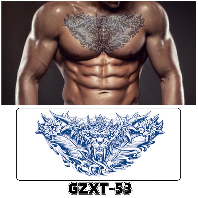 Pegatinas de tatuaje de jugo de pecho de flores pegatinas de tatuaje de hierbas de brazo grande de flores sudor impermeable media hoja alas de flores pegatinas de tatuaje al por mayor