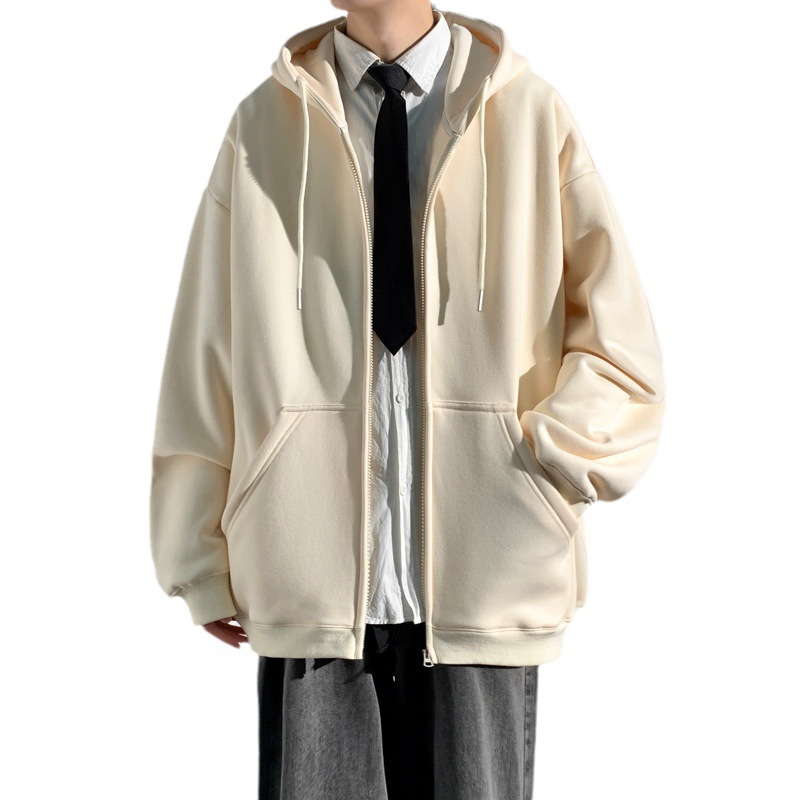 후드 가디건 스웨터 남자 가을과 겨울 2024 뉴 보이즈 350 헤비 커플 재킷 십대 탑 옷