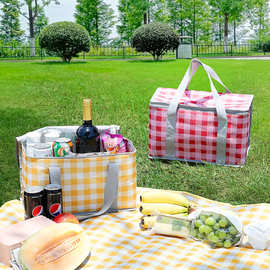 新款户外野餐包加厚铝膜保温包折叠野餐篮野餐垫手提饭盒保温袋