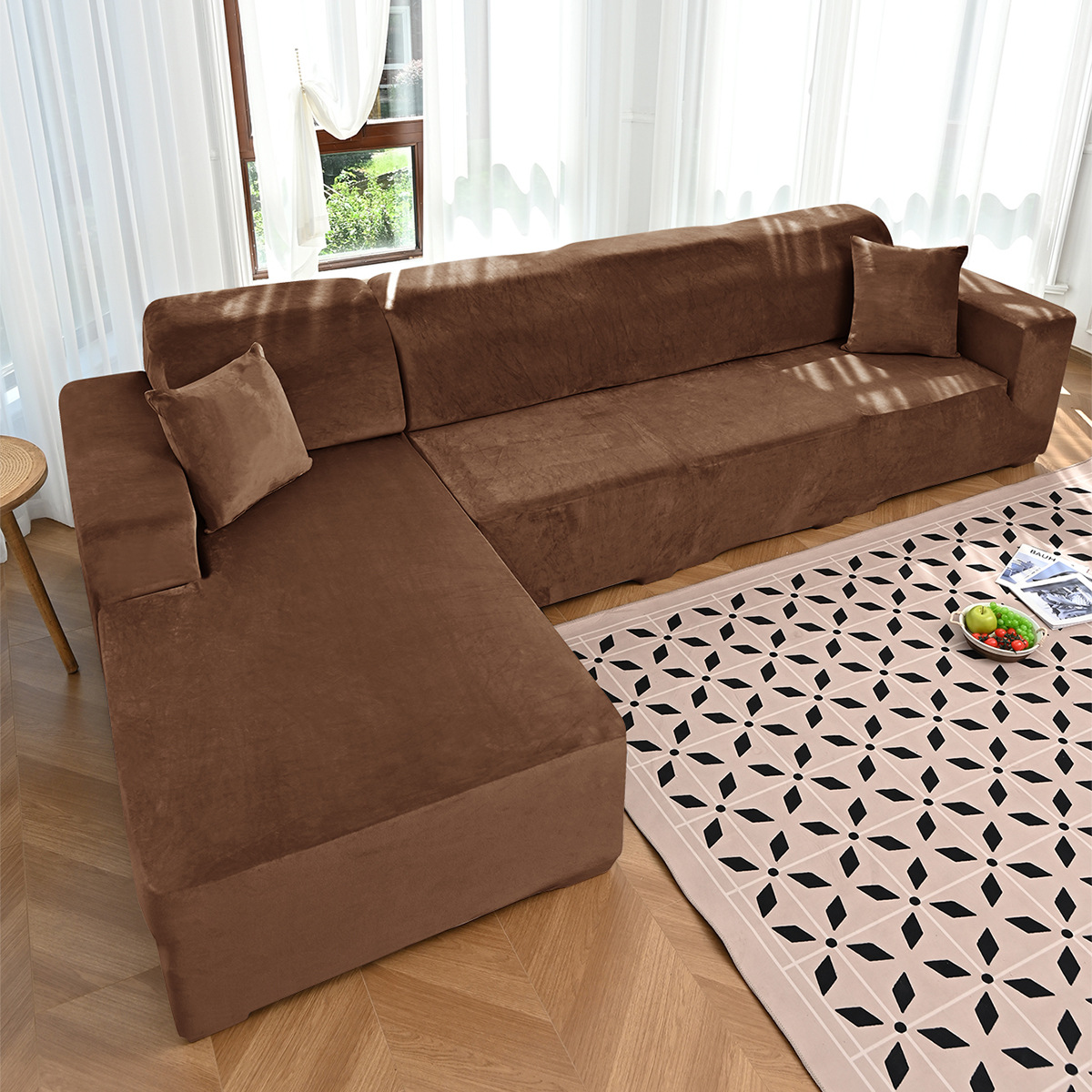 Transfronterizo al por mayor de color sólido elástico plata de zorro cubierta de sofá cubierta de sofá grueso universal cubierta de sofá antideslizante