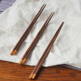 新品上架轻奢复古黑胡桃双拼黄檀木筷家用寿司筷可印LOGO现货批发