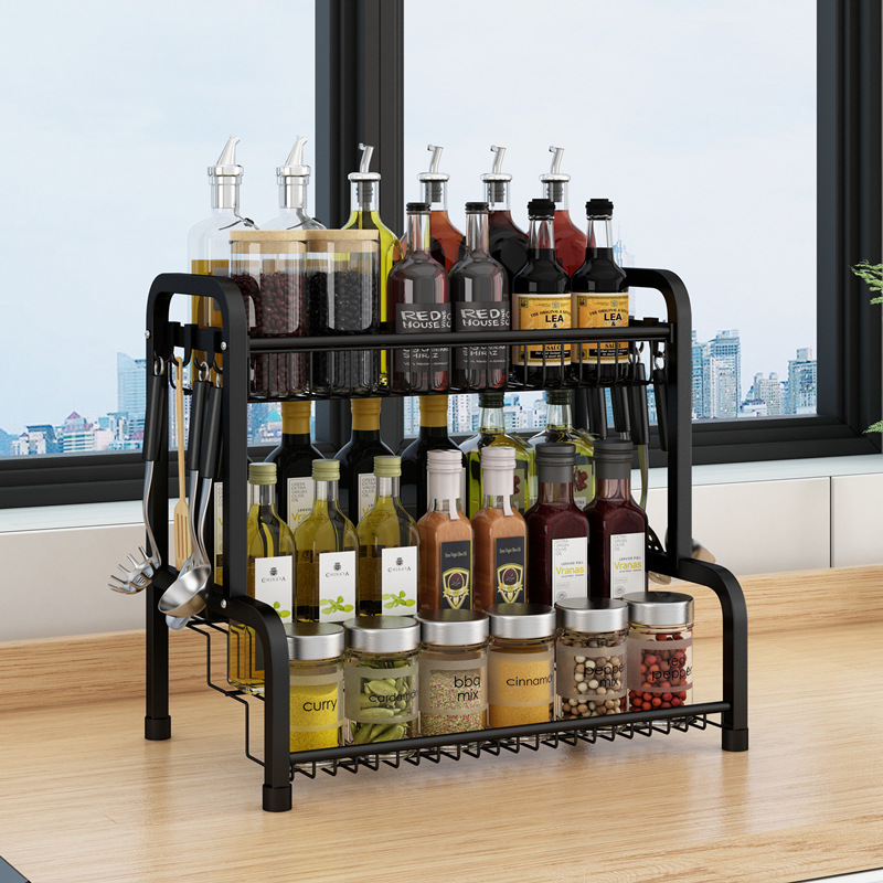 The kitchen shelf household large -scale landing -type multi -layer condiment condiments and supplies storage shelves