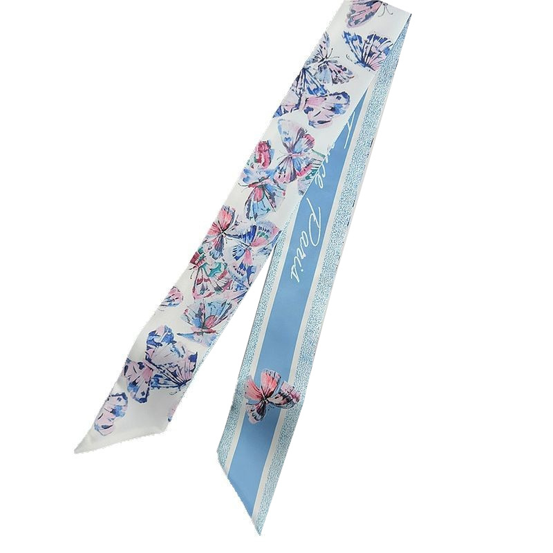 Pañuelo de seda de imitación, banda larga, bufanda de cuello con sentido avanzado, bolsa de toalla de seda, pañuelo en la cabeza, cinturón para el cabello, cinturón para el cabello, cinturón para el cabello