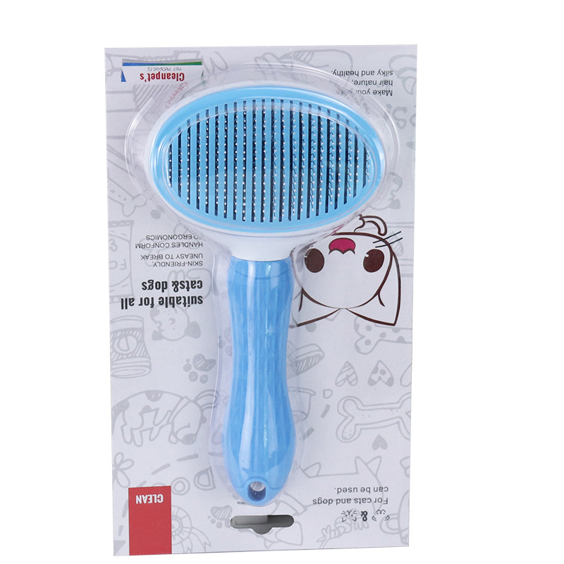 Suministros para mascotas Amazon popular eliminación automática peine metal gato nudo peine mascota depilación peine gato