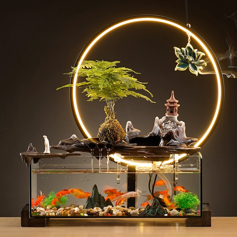 Аквариум с проточной водой для дома, гостиной, декора тумбы под телевизор, циркуляционная вода, офисные украшения, подарок на новоселье от производителя