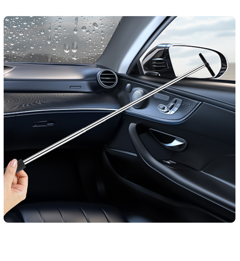 Car Rearview Mirror Wiper Stainless Steel Retractable Window Glass Wiper Defogging Cleaning Manual Water Scraper