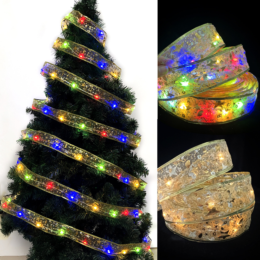 Christmas decoration independent station best-selling LED color light ribbon lights Christmas tree ornaments hanging decorations Christmas ribbon light strings