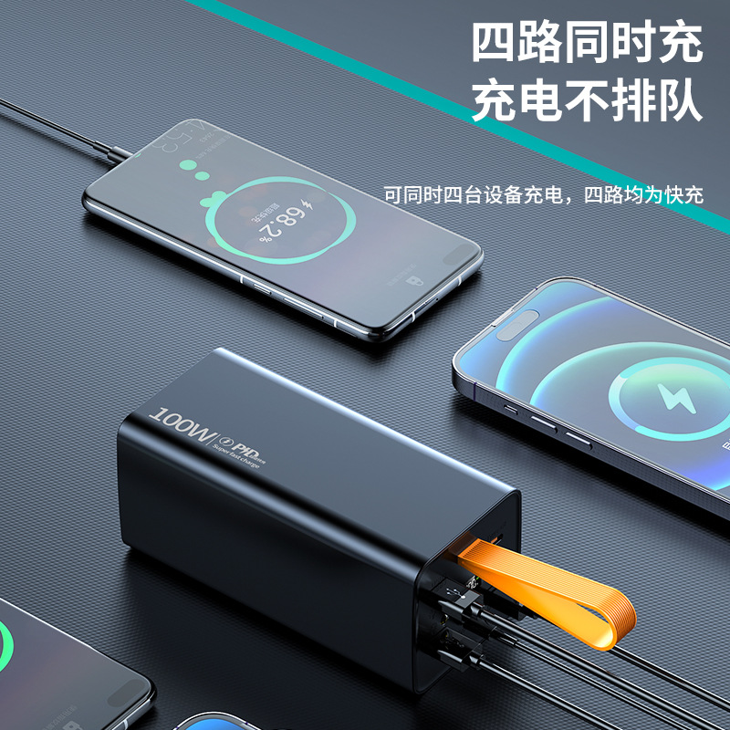 국경 간 PD100W 슈퍼 고속 충전용 노트북 보조배터리 60000mAh 대용량 모바일 전원 공급 장치