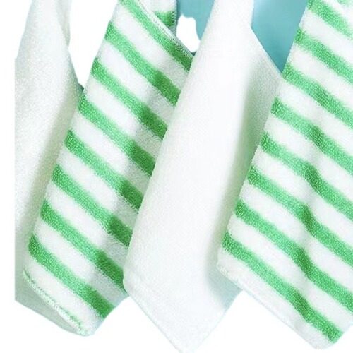 New Korean style bamboo fiber colorful striped dish towels for wet and dry use, lint-free kitchen absorbent and decontamination cleaning cloth