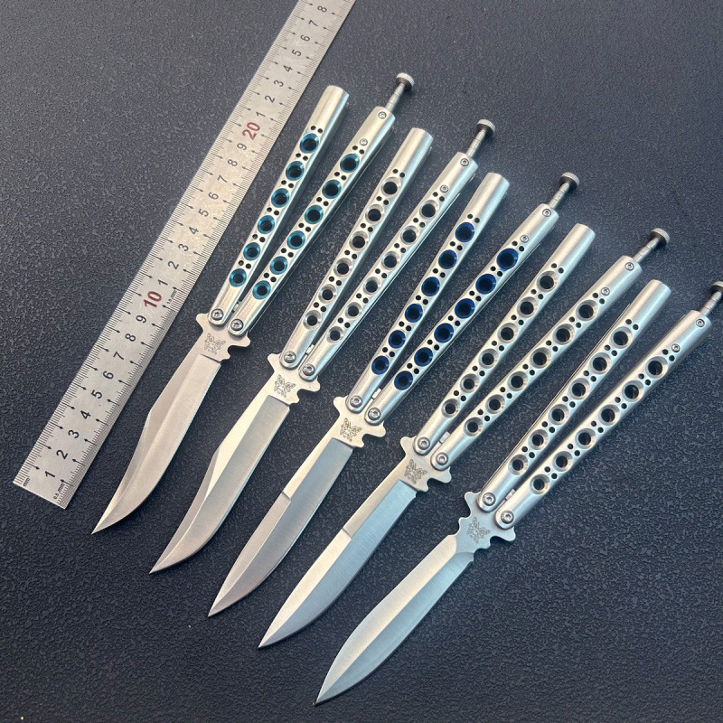 Cross-border direct supply butterfly knife, mirror-polished folding knife, high-hardness outdoor self-defense folding knife, unsharpened