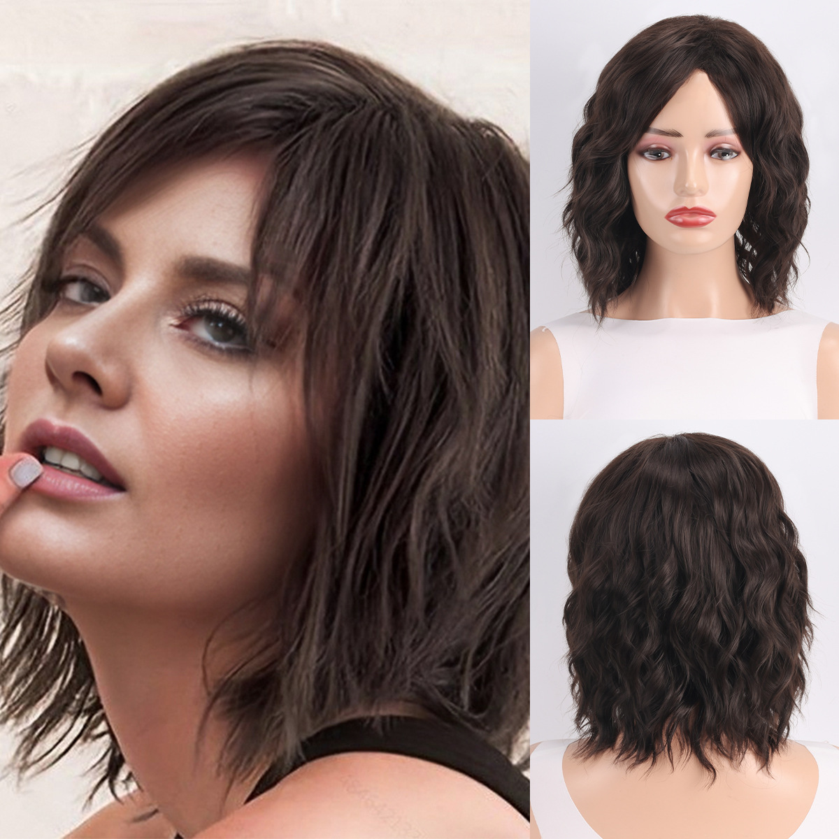 Piiriülesed Euroopa ja Ameerika moeparukad naistele kohevad esiletõstmised gradientlühikesed keemilisest kiust täispea parukad tehase hulgimüük_voghion.com