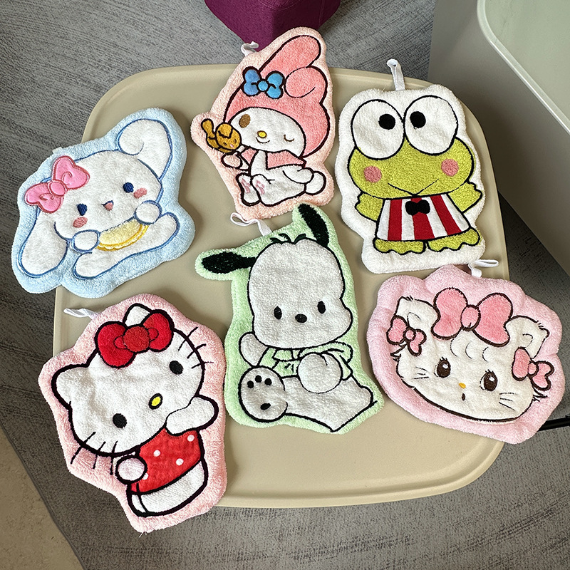 Cartoon Cute Hand Towel, Hanging Type, Double-Layer Thickened, Absorbent, Soft Coral Fleece Children's Handkerchief Cartoon Cute Hand Towel, Hanging Type, Double-Layer Thickened, Absorbent, Soft Coral Fleece Children's Handkerchief
