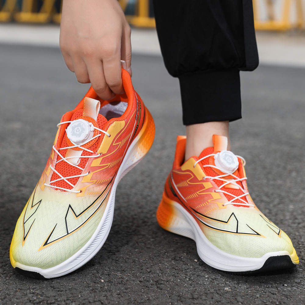 Zapatos de hombre de talla grande, zapatillas para correr a la moda, zapatillas con hebilla giratoria, zapatos de hombre con suela gruesa, zapatos deportivos casuales para hombre, cómodos y ligeros