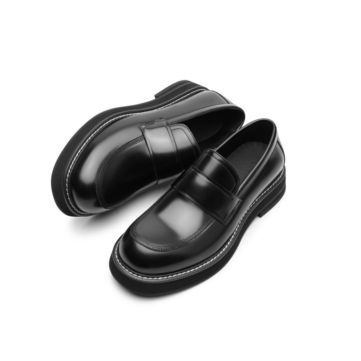 Mocassini casual da uomo ShoeVault in pelle con suola spessa, stile britannico alla moda, slip-on con rialzo, adatti per il lavoro e l'ufficio_voghion.com